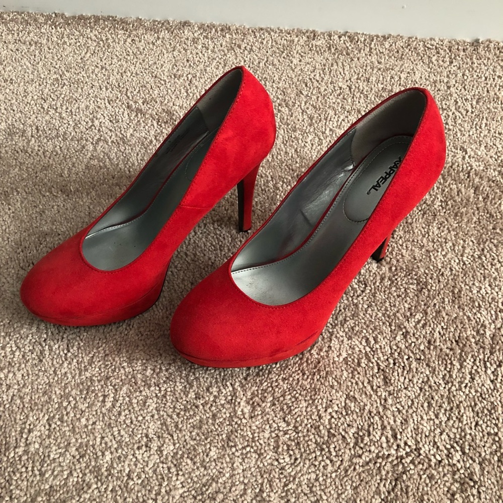 Red swede heels